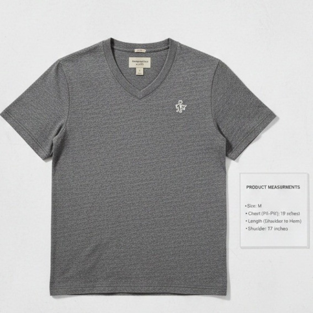 Vintage Y2K Abercrombie & Fitch Men's Gray V-Neck AF Logo Muscle T-Shirt, Size M